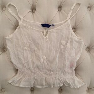 Y2K White Tank Top Cropped sz M (S)